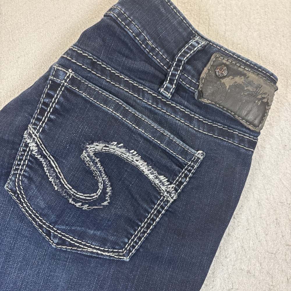 Silver Suki Dark Wash Stretch Western Boot Cut Flare Jean 30x32 Cowboy